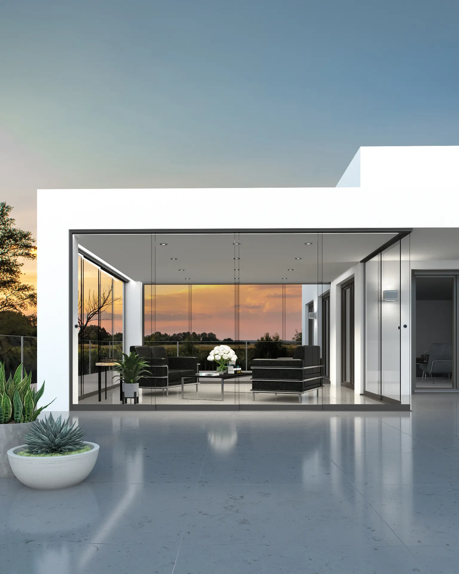 TERRASIGN Glide Glasschiebewand auf moderner Terrasse